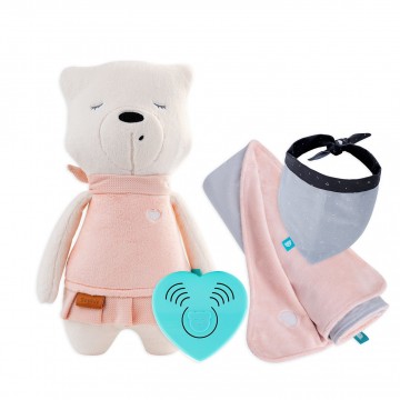 Akciós szettek SOPHIE - Alvásérzékelő + UNI pink takaró + bib Akciós szettek SOPHIE - Alvásérzékelő + UNI pink takaró + bib